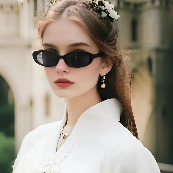 Retro Oval Sunglasses Women Men Small 90s Style UV400 Fashion Travel - Picture 7 of 8